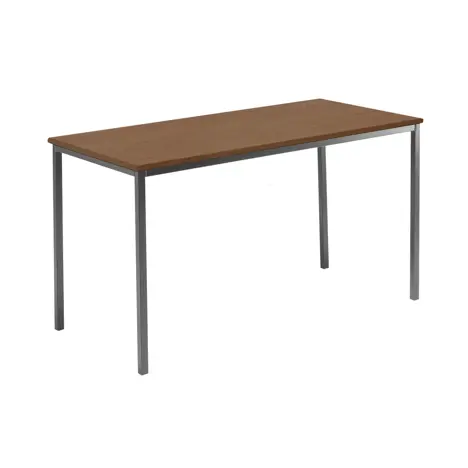 Rectangular Student Spiral Stacking Table - 1500 - 710 High - Dark Grey Frame - Aida Walnut